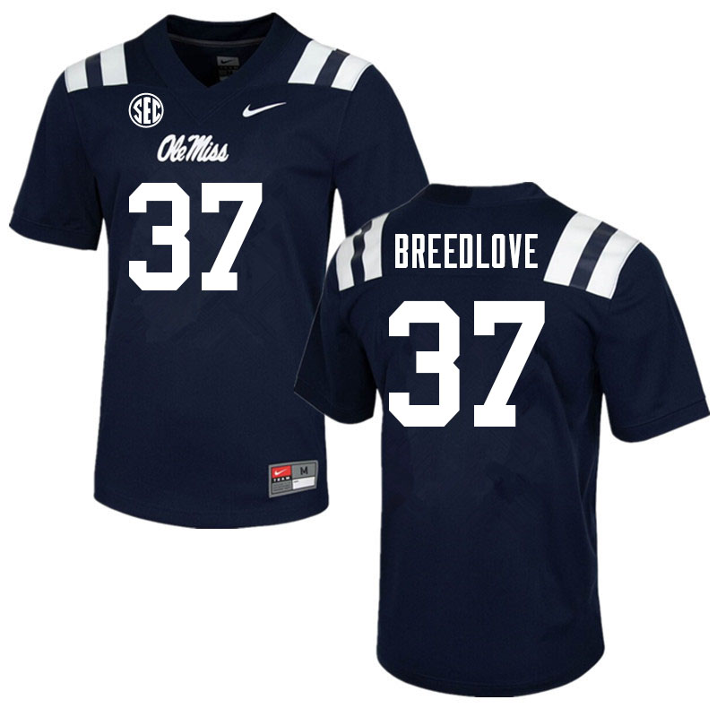 Kyndrich Breedlove Ole Miss Rebels NCAA Men's Navy #37 Stitched Limited College Football Jersey TBR6758KF